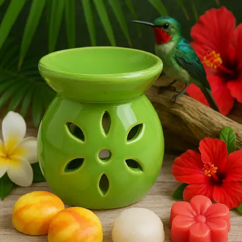 Brûle-parfum vert ajouré