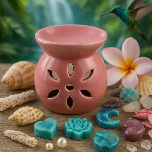 Brûle-parfum rose ajouré