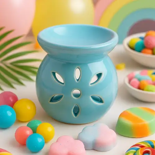 Brûle-parfum bleu ajouré