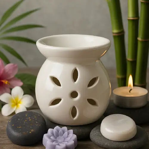 Brûle-parfum blanc ajouré