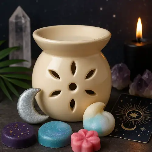 Brûle-parfum beige ajouré