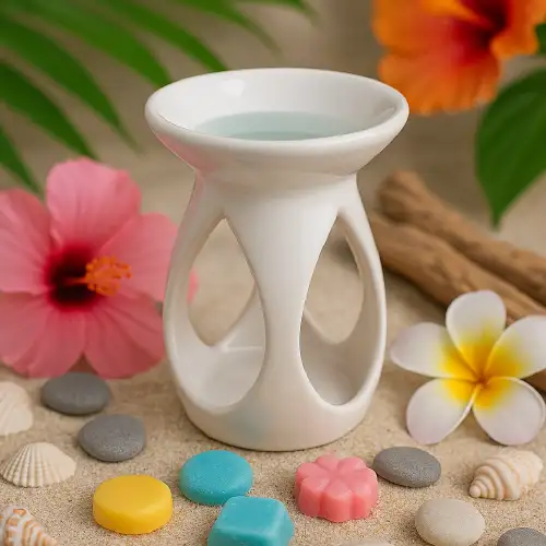 Brûle-parfum blanc moderne ajouré