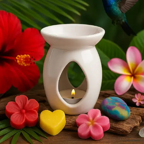 Brûle-parfum blanc ajouré