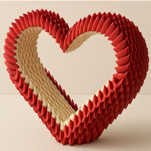 Cœur Origami 3D (Plein ou entrelacé)